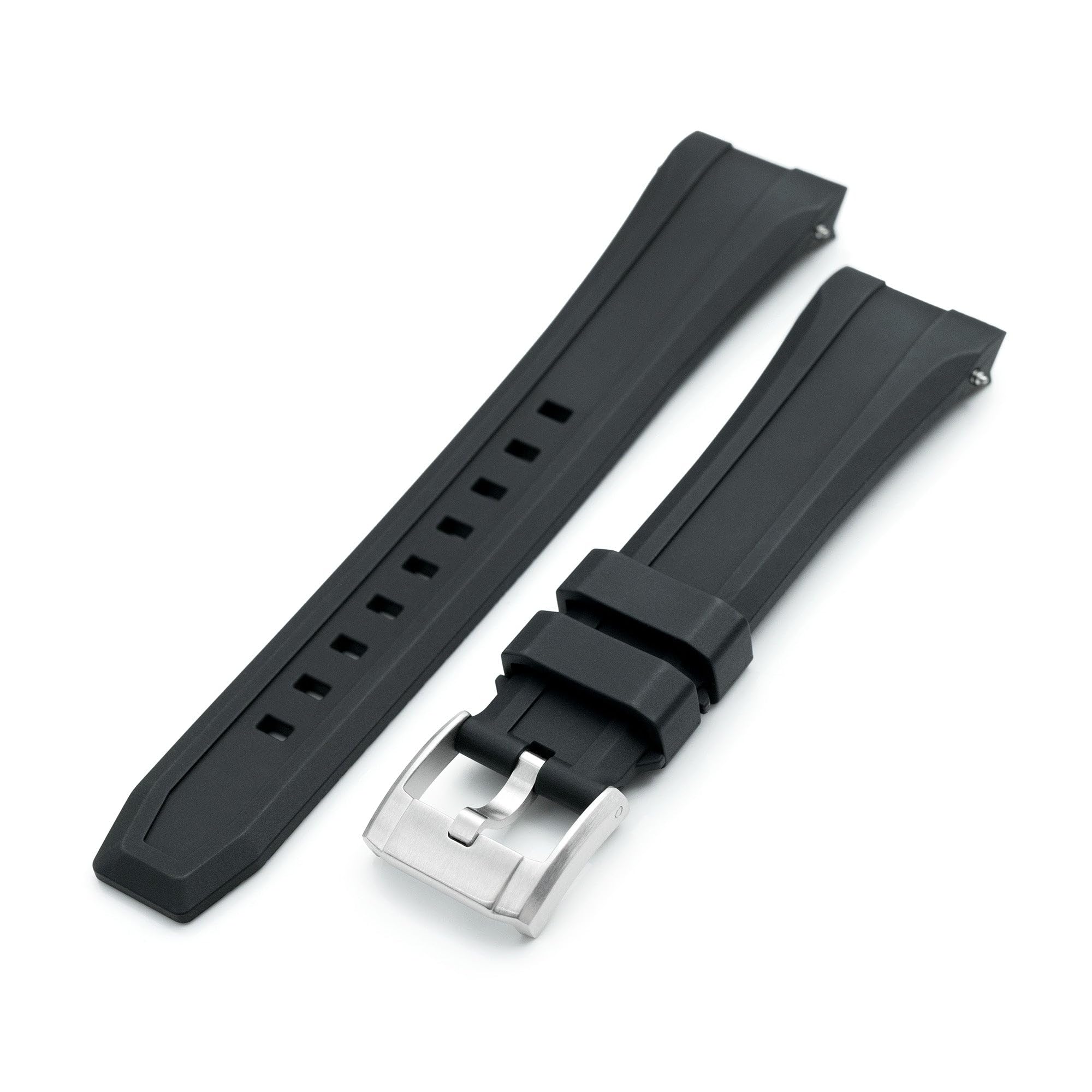 MiLTAT Wheels FKM Gummi-Uhrenarmband, kompatibel mit Orient Kamasu, Schnellverschluss, 22 mm, Schwarz