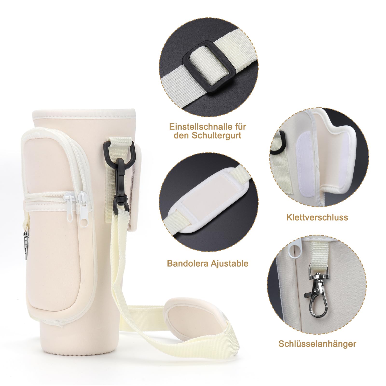 Pochette pour bouteille d'eau pour gobelet Stanley Tumbler Accessoires de gym pour femmes Compatible avec Stanley Quencher Adventure 40 oz & Stanley IceFlow 20 oz 30 oz Sangle réglable Sac Stanley