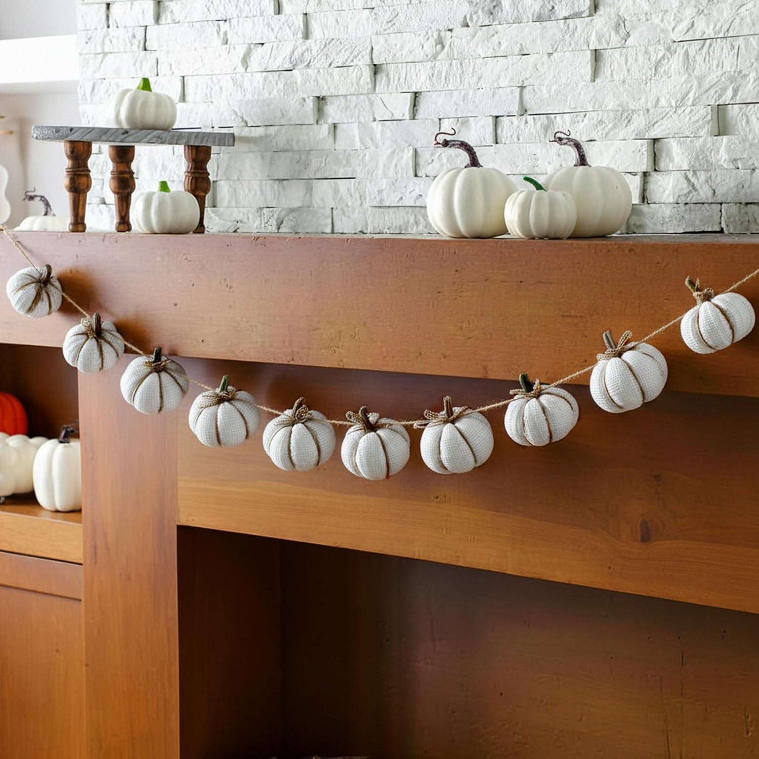 Mindsoft 8.2 ft Fall Pumpkins Garland Crochet Thanksgiving Decor, Colorful