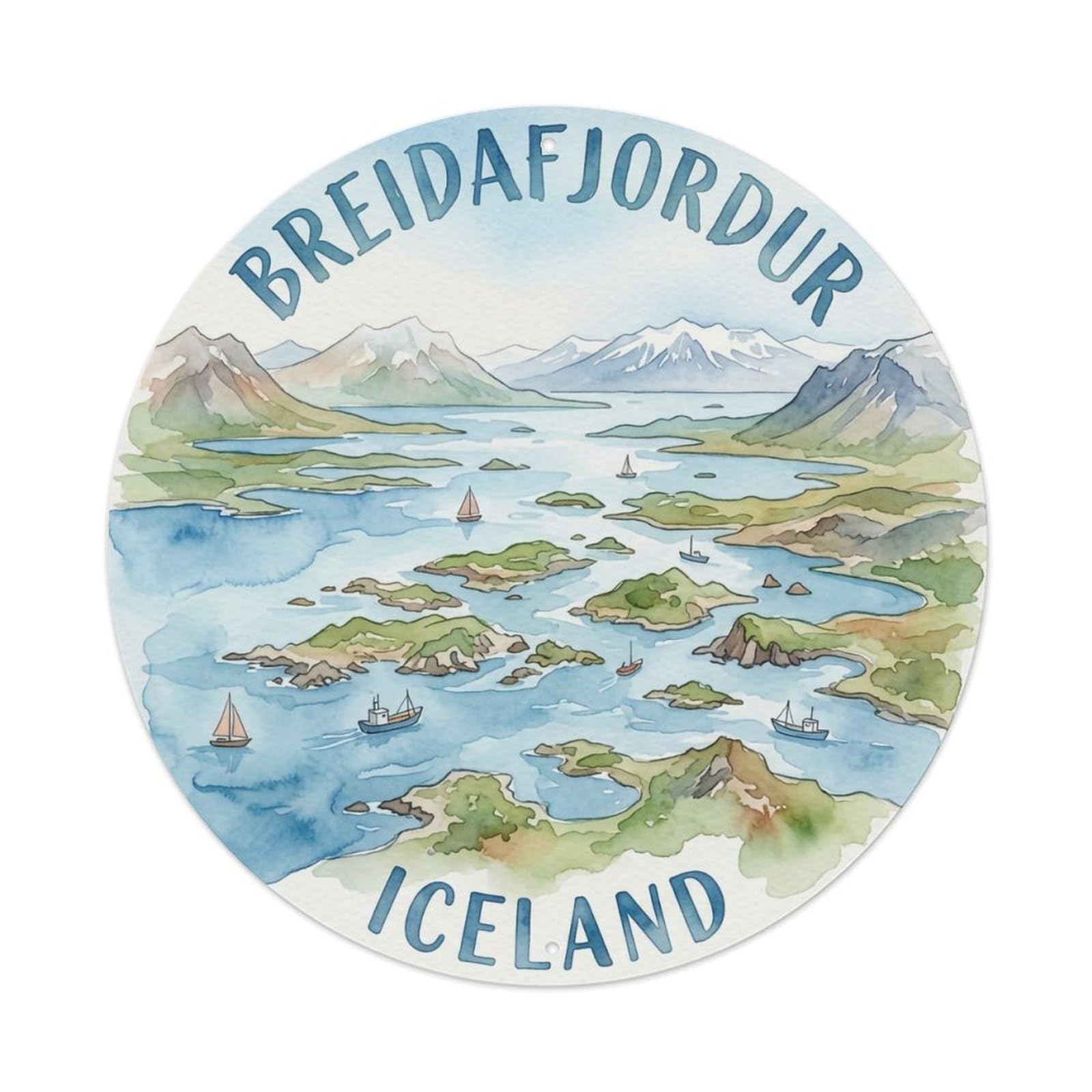 Fqnyr Style Metal Tin Sign Vintage Travel Breidafjordur Iceland Islands