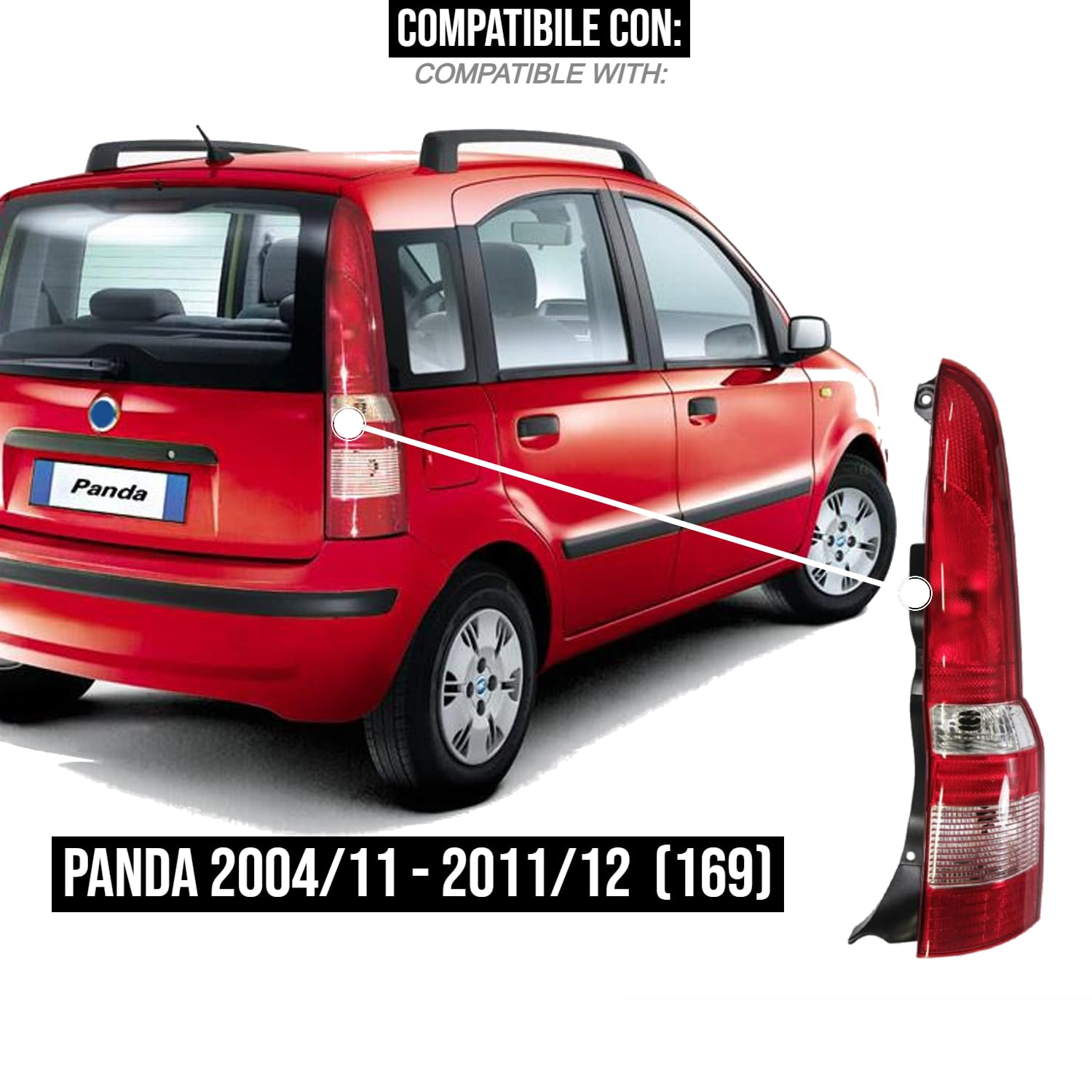 BSSTORE® Gruppo Ottico Fanale Posteriore Compatibile Con PANDA 2004-2011 (169) (Destra - Lato Passeggero)