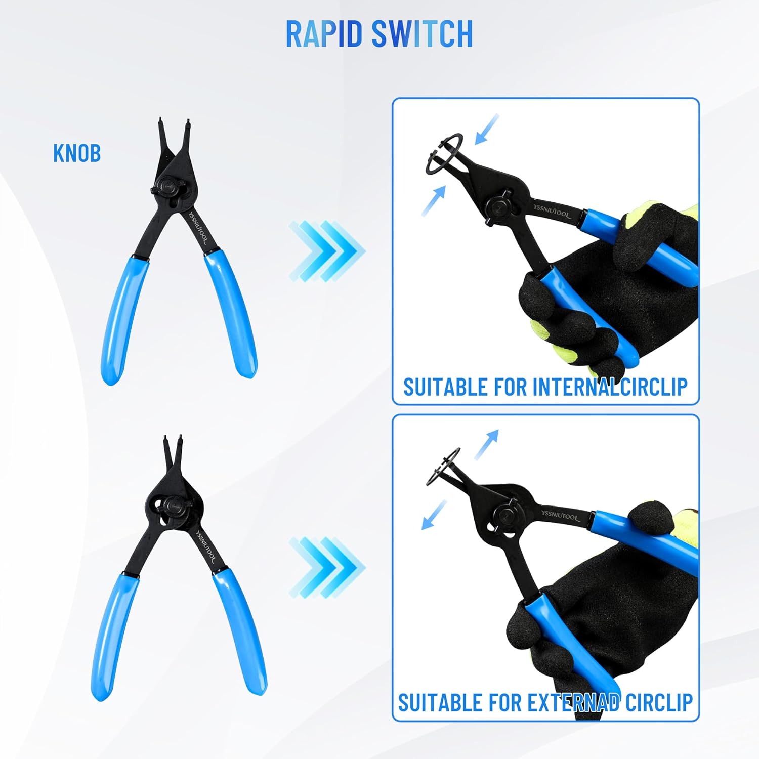 12PCS Versatile Retaining Snap Ring Pliers set,300PCS External Snap Rings,Heavy Duty Fixed Tip Combination Internal/External Snap-ring Pliers for 0.038in 0.047in 0.070in 0.090in