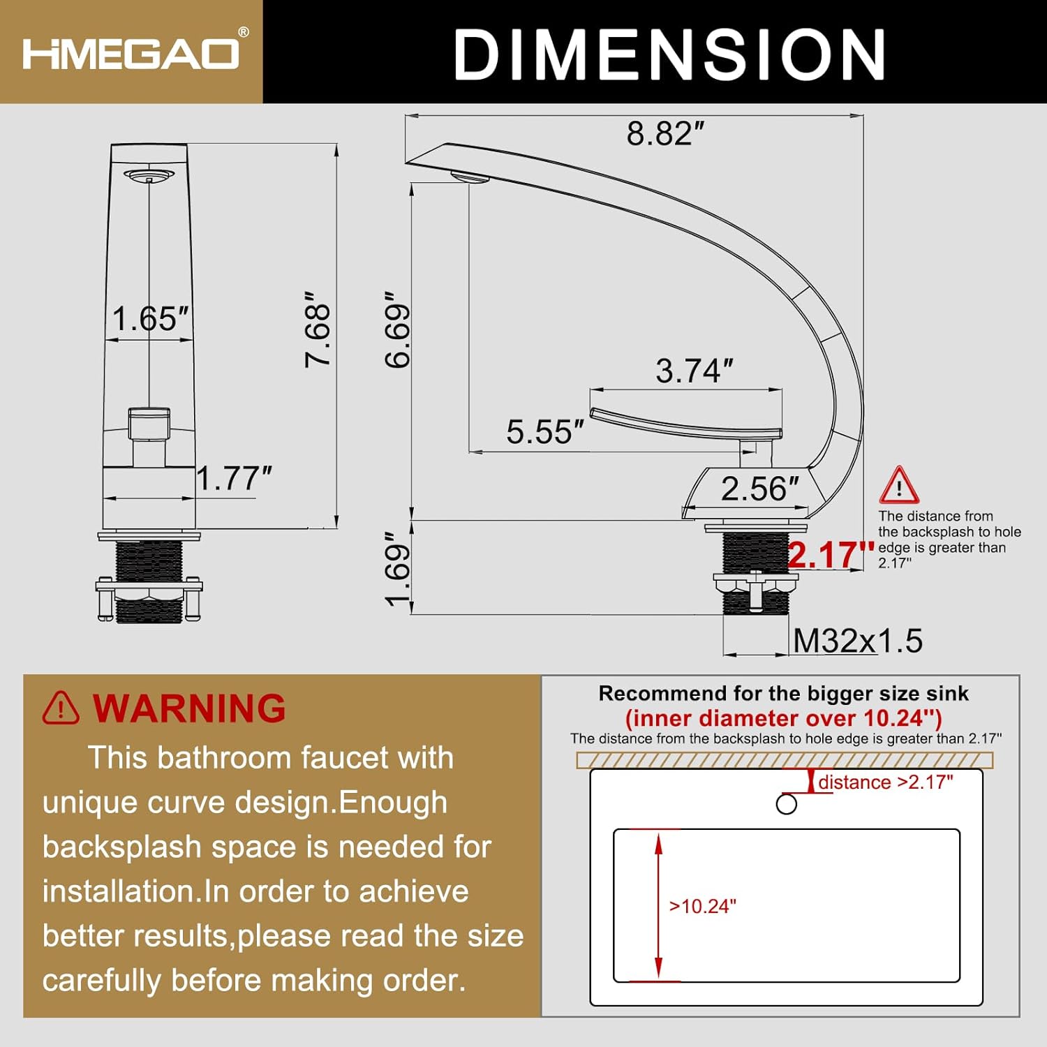 Bathroom Faucet Brushed Gold,Bathroom Sink Faucet for Sink 1 Hole or 3 Hole Mount Single Handle Basin Mixer with 6-inch 10-inch Deckplate - Image 2