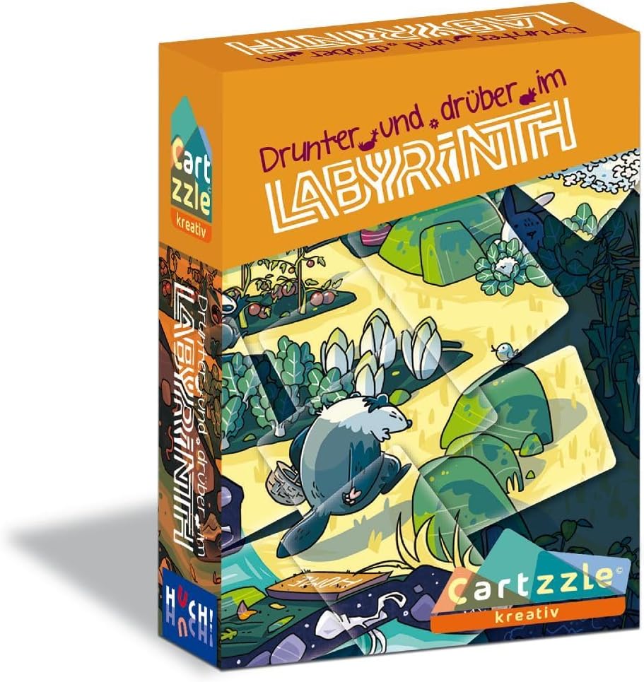 HUCH! Cartzzle Drunter und dr ber im Labyrinth & Papa Badger Creative Family Game with Unique Card Puzzle For 1-4 Players from 8 Years