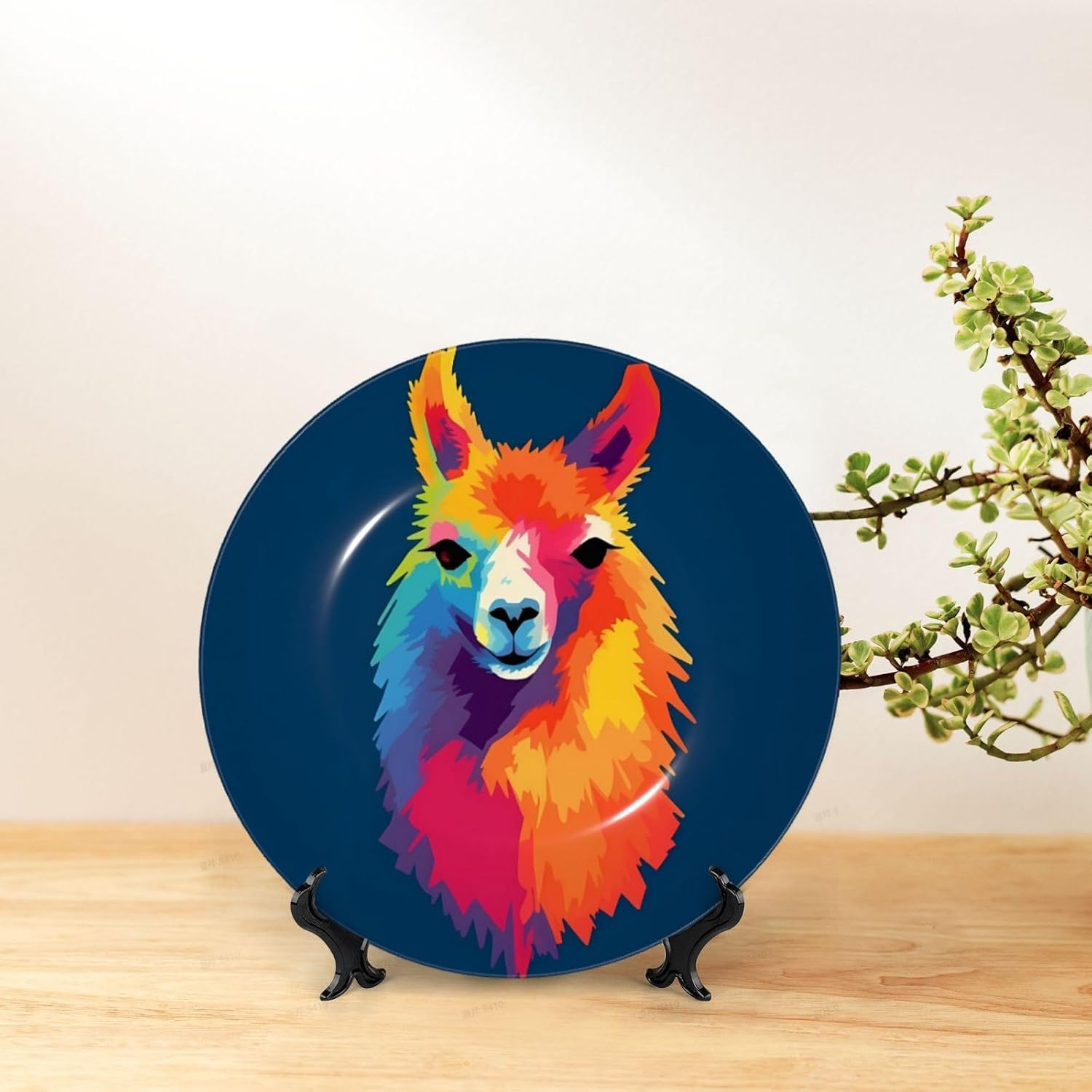 Decorative Plate Art Crafts Bone China Decorative Plate with Display Rack Souvenir Wall Decor Ceramic Ornaments Dinner Plates Ceramic Decoratives Plates for Home Office 10in