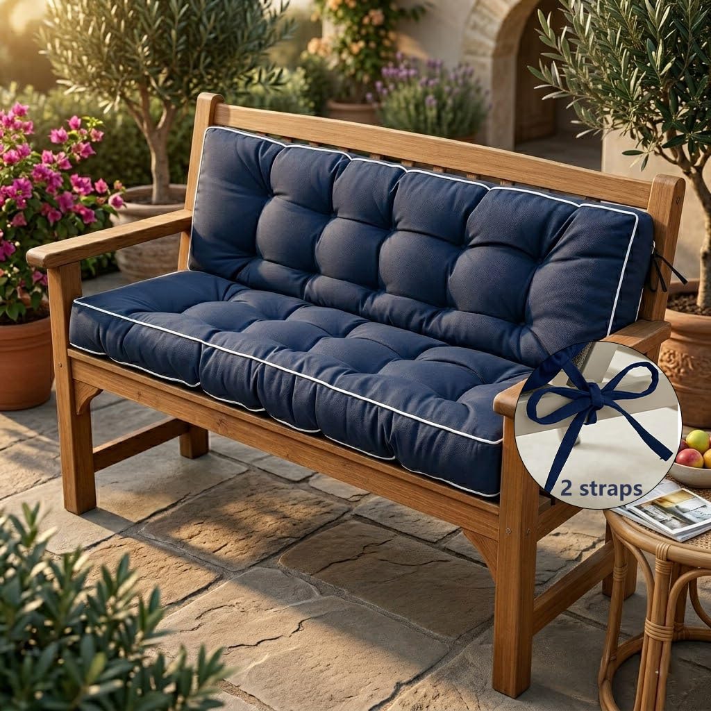 Cuscino per Panca da Esterno Impermeabile, Cuscini per Panchina da Giardino e Dondolo 3 Posti, Seduta Imbottita per Divani Pallet e Bancali, Tessuto in Poliestere Antimacchia,No13,150x45x8cm