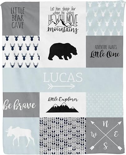 Miniatura 2 de Woodland - Manta de bebé personalizada, mantas de bebé personalizadas para niñas, mantas de bebé personalizadas para niños Minky con doble capa de