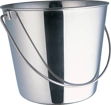Indipets Heavy Duty Stainless Steel Pail - 2 Quart - Durable Dog Food and Water Storage