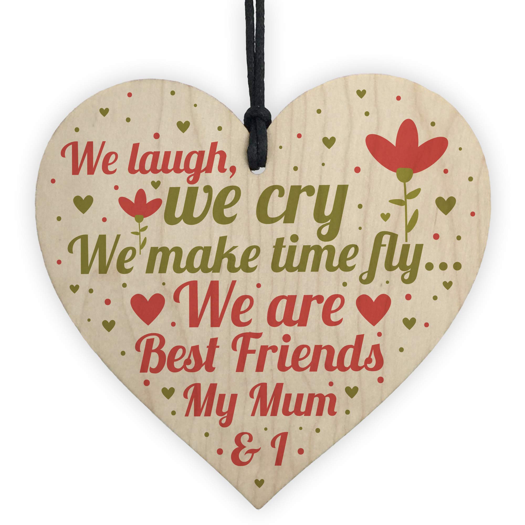 Red Ocean Mum Best Friend Handmade Wooden Hanging Heart Sign Christmas Birthday For Mummy Mother