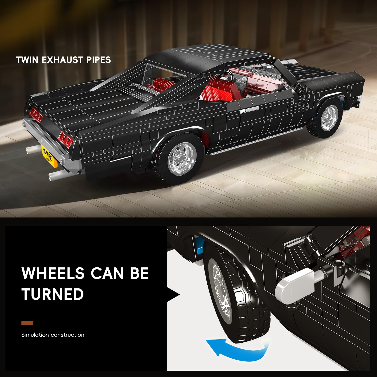 Mould King 10199 Muscle Car Building Set, Iconic Car Model to Build for Adults & Kids Aged 14+ - Image 4