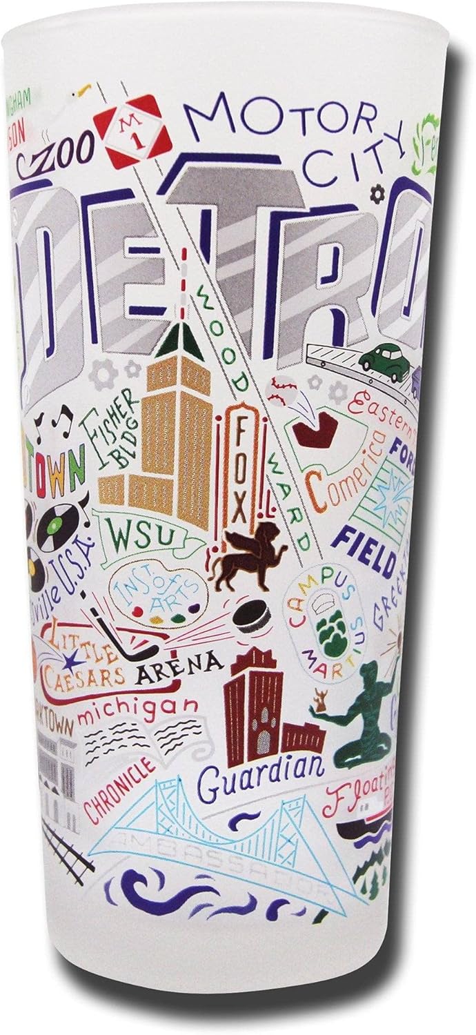 Catstudio Drinking Glass, Milwaukee Frosted Glass Cup for Kitchen, Drinking Glasses, 15oz Dishwasher Safe Tumbler, Wedding Gifts