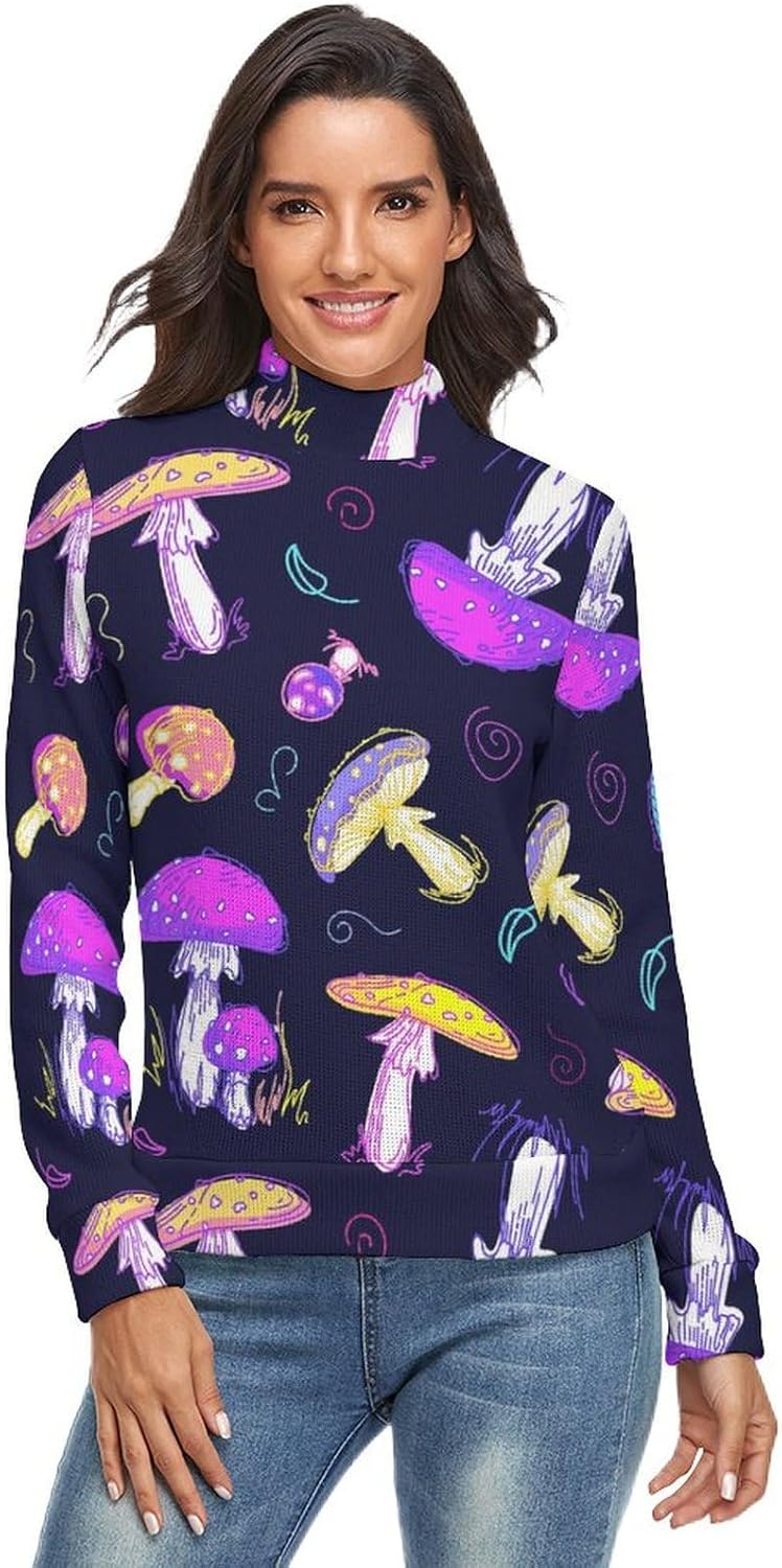 Native American Sweater Womans Long Sleeve Turtleneck Sweater Slim Tops Shirts Thermal Underwear Tops Casual Clothes