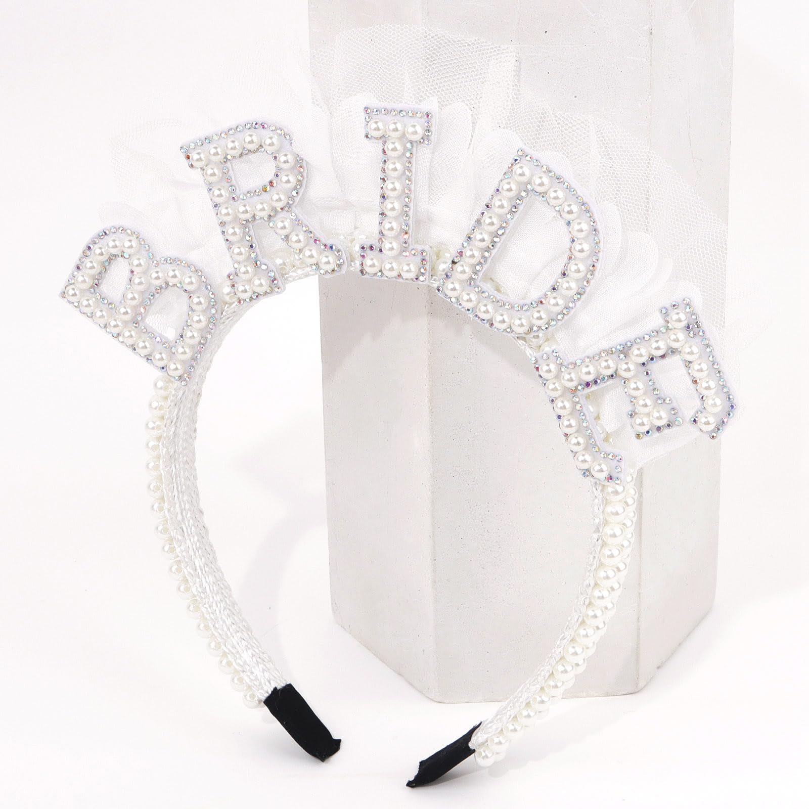 Wecoe White Pearl Bride Headband Bridal Shower Camp Bachelorette Party Decorations Party Favors Engagement Bachelor Party Bridal Headpiece Wedding