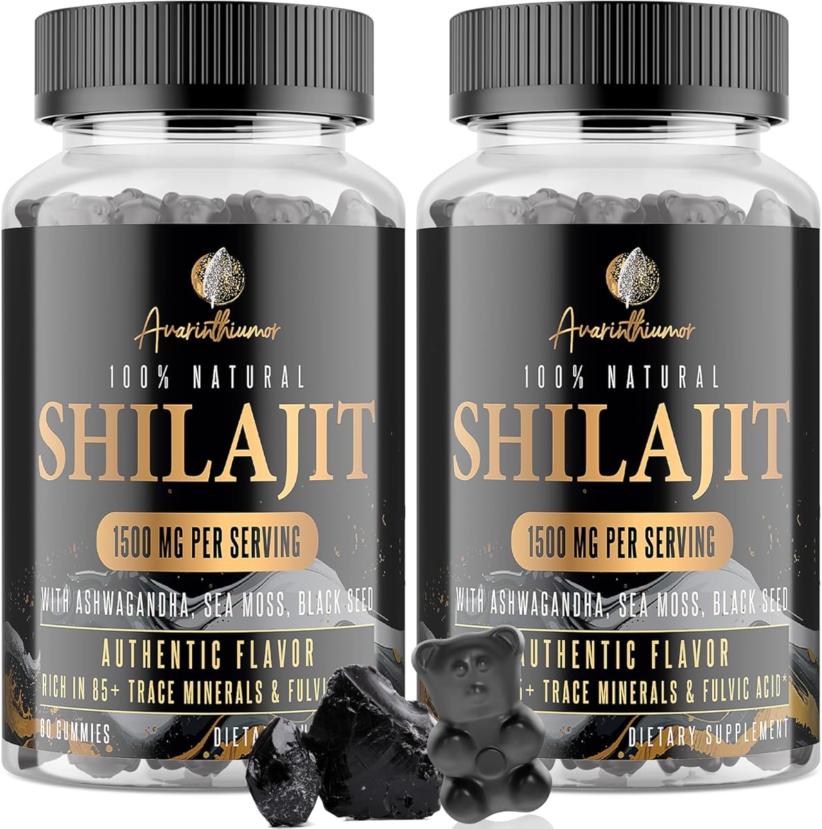 1500MG Shilajit Gummies for Men & Women, 4-in-1 Shilajit with Ashwagandha, Sea Moss, Black Seed | Energy, Immune System & Digestion | Authentic Flavor, Resin & Capsules Alternative, 120 Gummies