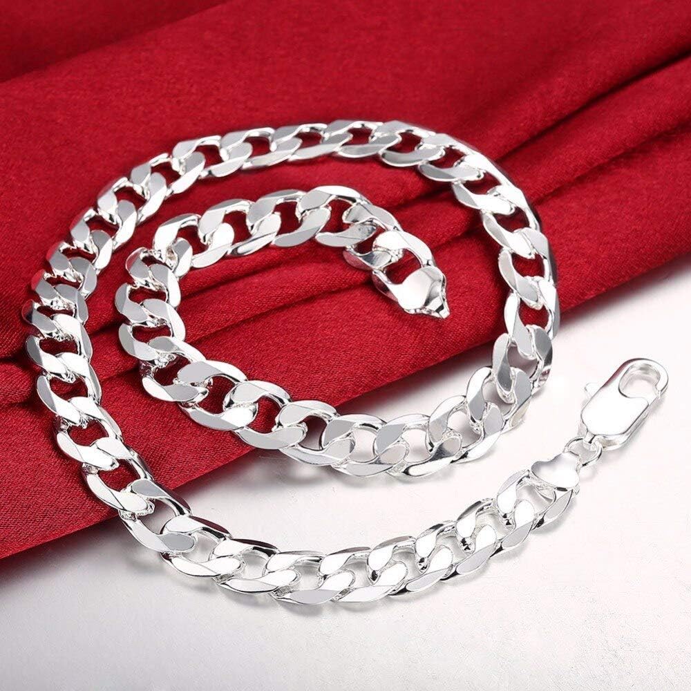 925 Sterling Silber Panzerkette Statement-Halskette 12 mm 20 Zoll Modischer Sterling-Silber-Schmuck