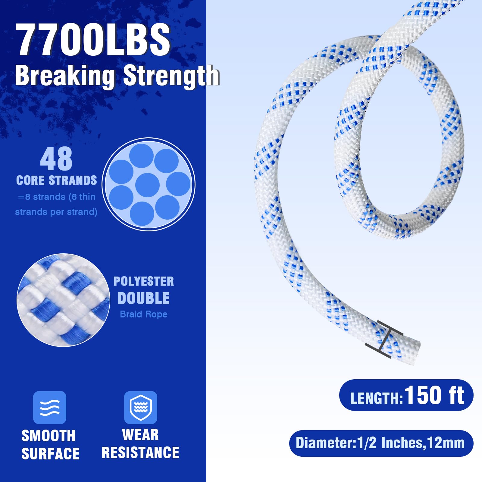 Sistema di puleggia a doppio blocco e attrezzatura con puleggia a corda da 35 m x 1/2 '' 3.500 kg (35 KN), sistema di sollevamento 4:1 per garage, soffitta sollevamento pesante