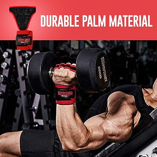 Miniatura 6 de Guantes de muñeca resistentes para hombre, ideales para entrenamientos, gimnasio, peso muerto y crossfit con protección para la palma de la muñeca
