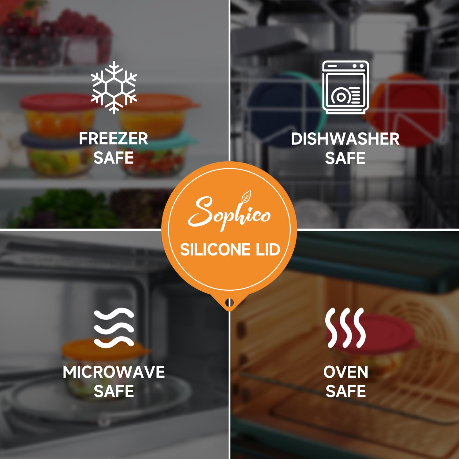 SOPHICO Tapas de silicona de repuesto para Pyrex y Anchor Hocking 7200-PC