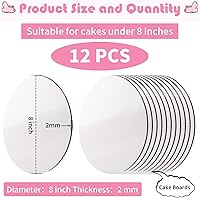 Vista 2 de 12 Pcs Cake Boards, White Cake Boards 8 inch Round, Food-Graded Cardboard Cake Rounds Cake Base, Waterproof and Oil-Proof Cake Boards for Cake DIY