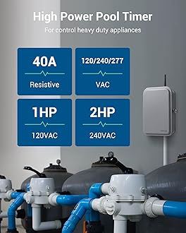 DEWENWILS Pool Pump Timer, Outdoor Wi-Fi Box, Heavy Duty 40A 120-277 VAC 2HP Wireless Controller Timer, Water Heater, Compatible with Smart Phone, Alexa, Google Assistant, UL Listed