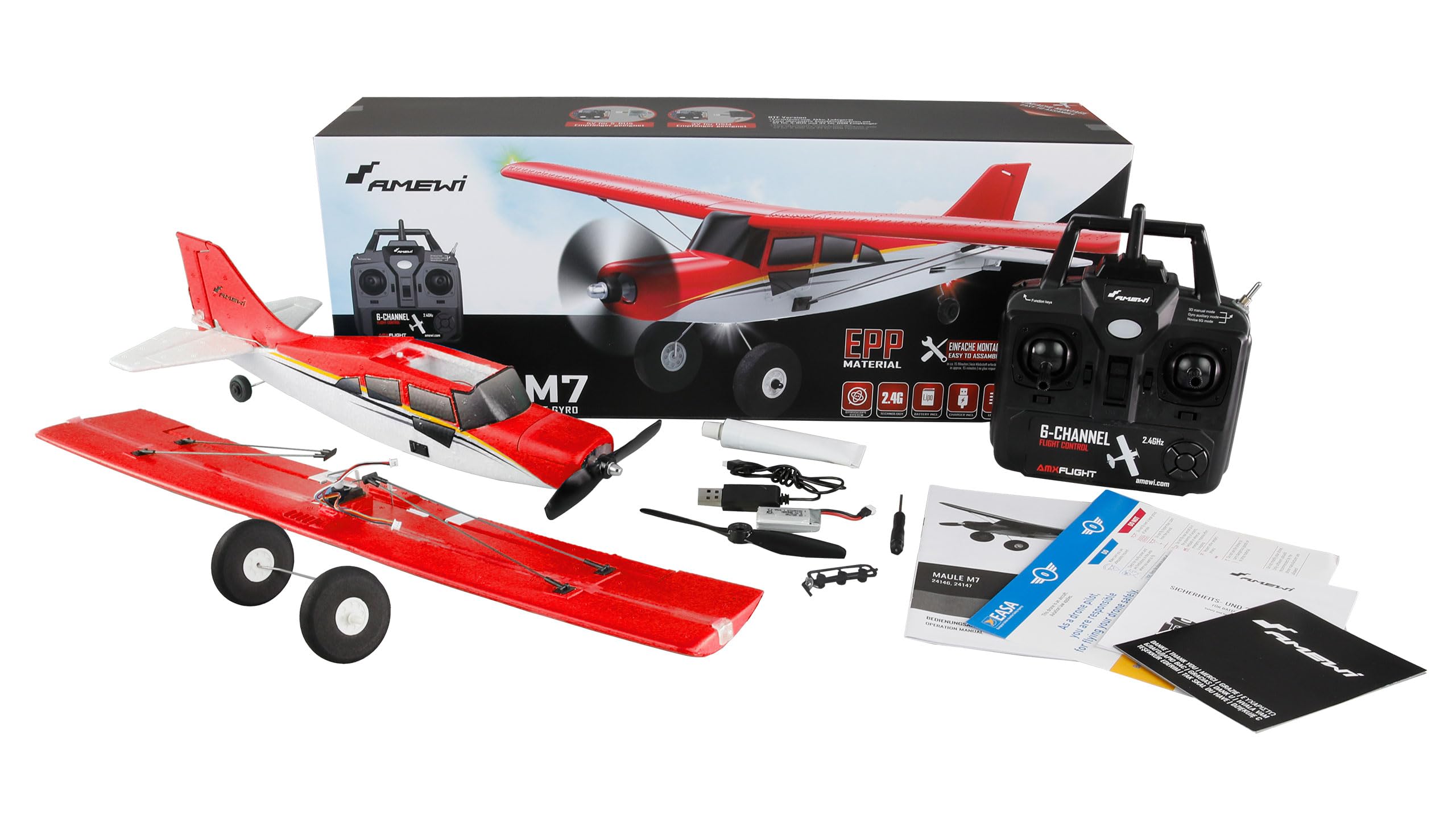 Amewi Maule M7 brushless 4-Kanal mit Gyro 3D/6G RTF rot ferngesteuert RC Flugzeug Flieger
