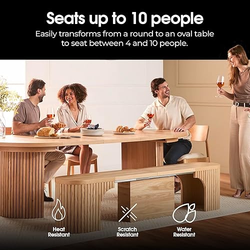 Miniatura 4 de Transformer Table - Mesa de comedor redonda extensible de madera maciza, mesa de comedor redonda extensible, muebles modernos que ahorran espacio,
