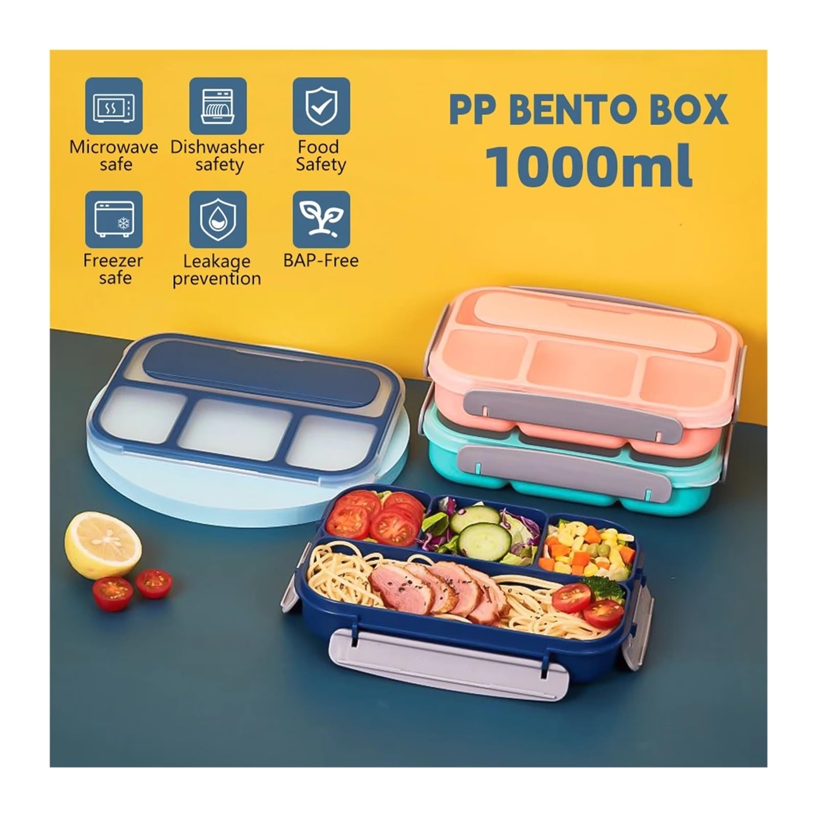 1L Plastic Electric Lunch Box Food Warmer Portable Heater for Home - Leak Proof Lunch Heating Microwave Food Containers(Blue)