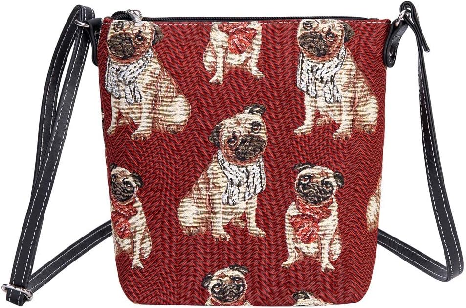 SignareTapestry Small Crossbody Bag Sling Bag for Women with Animal and Pet Designs Pug Gifts for Pug Lovers(Pug, Sling-Pug)
