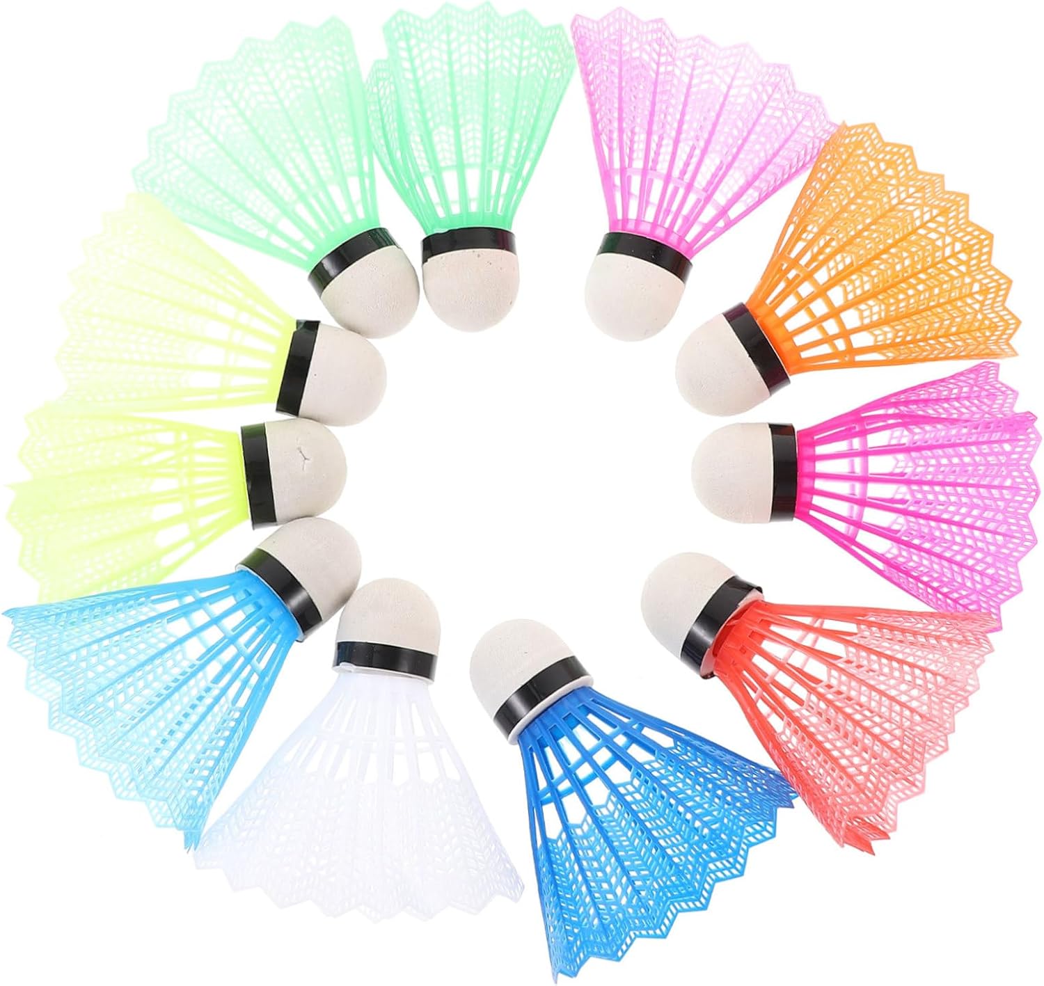 Plastic Badminton Shuttlecocks 20 Pack Colorful Training for Beginners | Plastic Construction, Family Play and Sports Use, Continuously Bounce, Suitable for Boys and Girls Practice