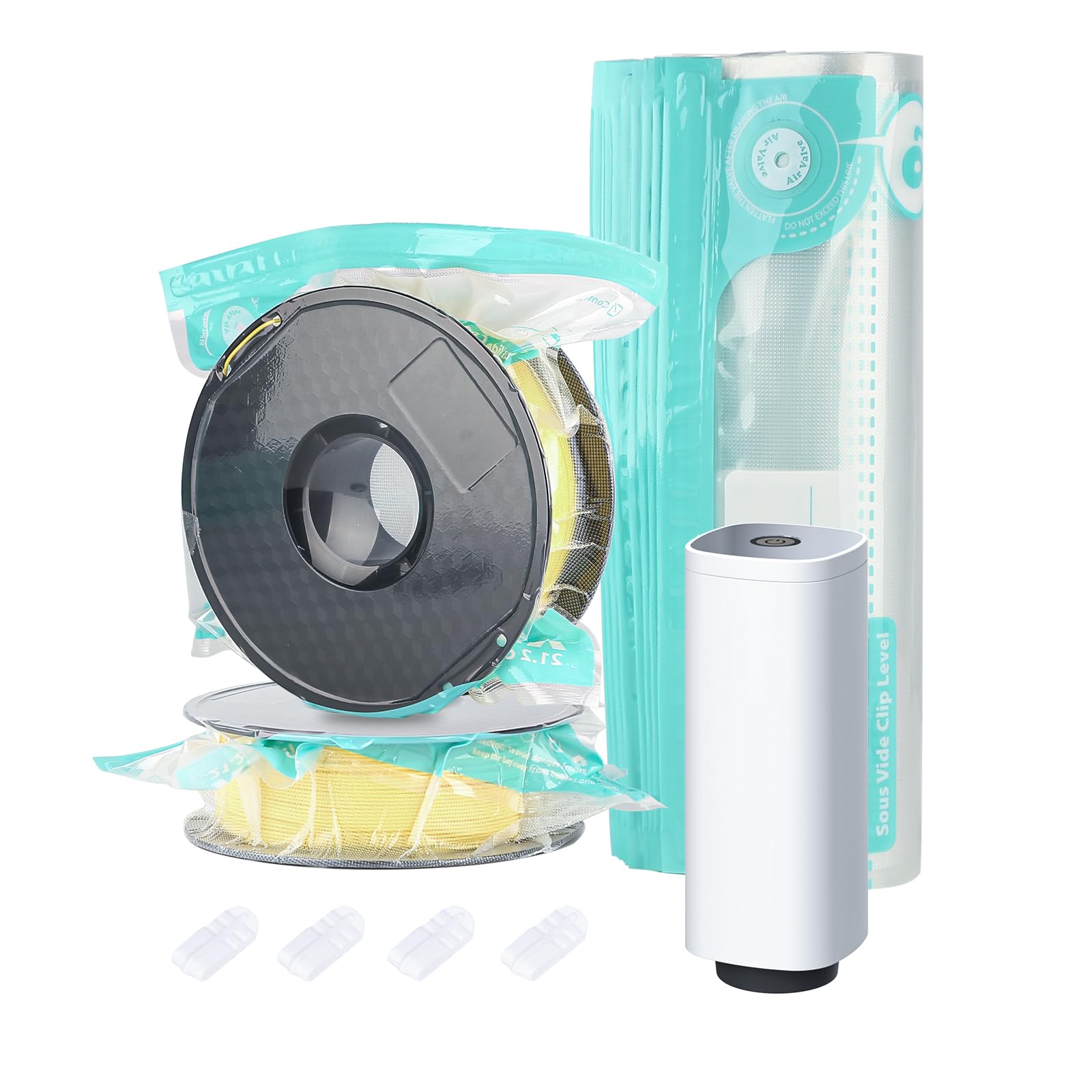 Vakuumbeutel für Filamente, 3D, wasserdicht, feuchtigkeitsbeständig, 10 Stück wiederverwendbare Vakuumbeutel mit automatischer Pumpe/Clips zum Schutz von Ger Pla Abs Petg Tpu, 21,2 Cup (30