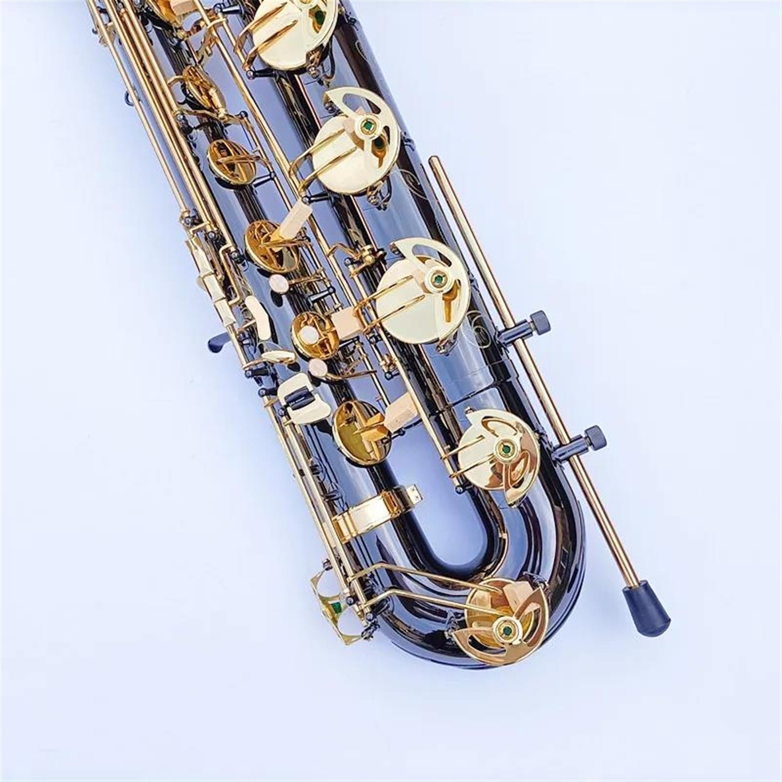 Sassofono Baritono Professionale In Tubo Di Ottone Con Superficie Unica Placcata In Nichel Nero, Strumento Sax Con Custodia