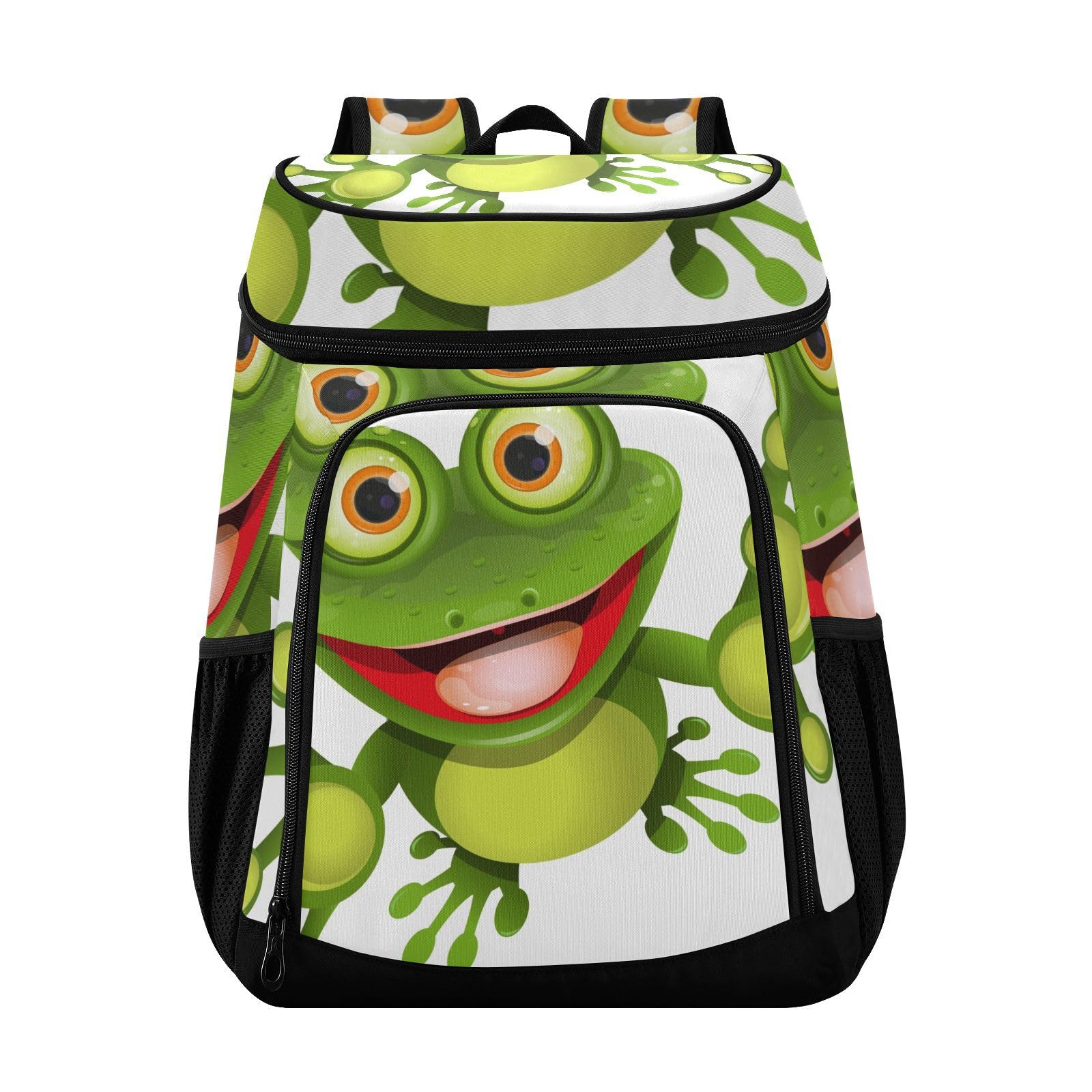 Funny Frog Animal Green Cooler Backpack Cooler Insulated Leak Proof Lunch Backpack 36 Cans Waterproof Soft for Men Women Picnic Hiking Camping Beach