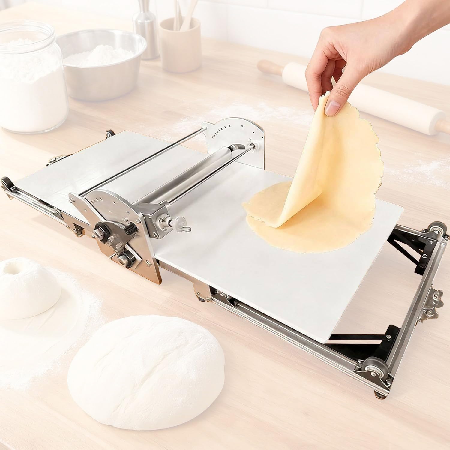 Macchina per pasta sfoglia, sfoglia pieghevole con spessore regolabile in avanti e inverso rotolamento per fondente pasticceria