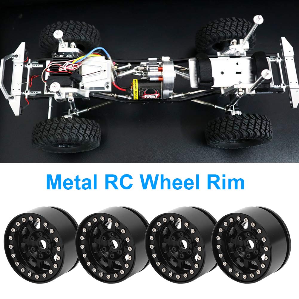 4 unids/set llanta de rueda accesorio de actualización de metal apto para coche RGT 86100 1/10 RC (Black R86083BL)