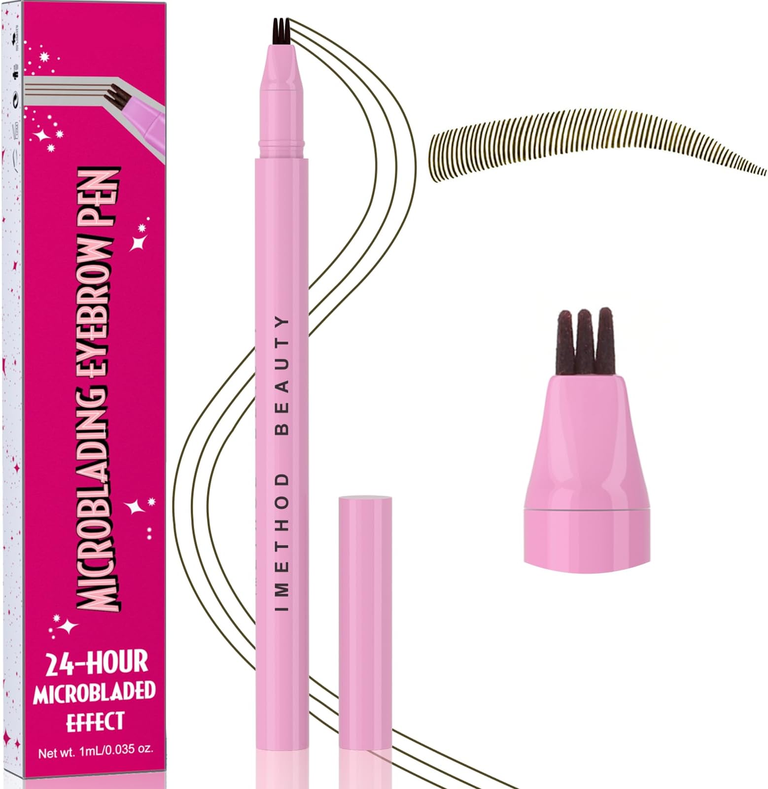 iMethodMicroblading Eyebrow Pencil - Eyebrow Pen with 3-Prong Micro-Fork-Tip Applicator, Creates Natural-Looking Brows, Stay on All Day, Brow Pencil Black Brown