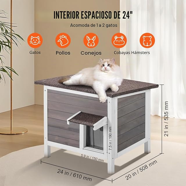 Foto 6 de 8 de VEVOR Casa para Gatos de Exterior de 610 x 508 x 535 mm