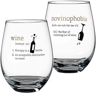 Lillian Rose Stemless Wine Definitions Glasses Set of 2