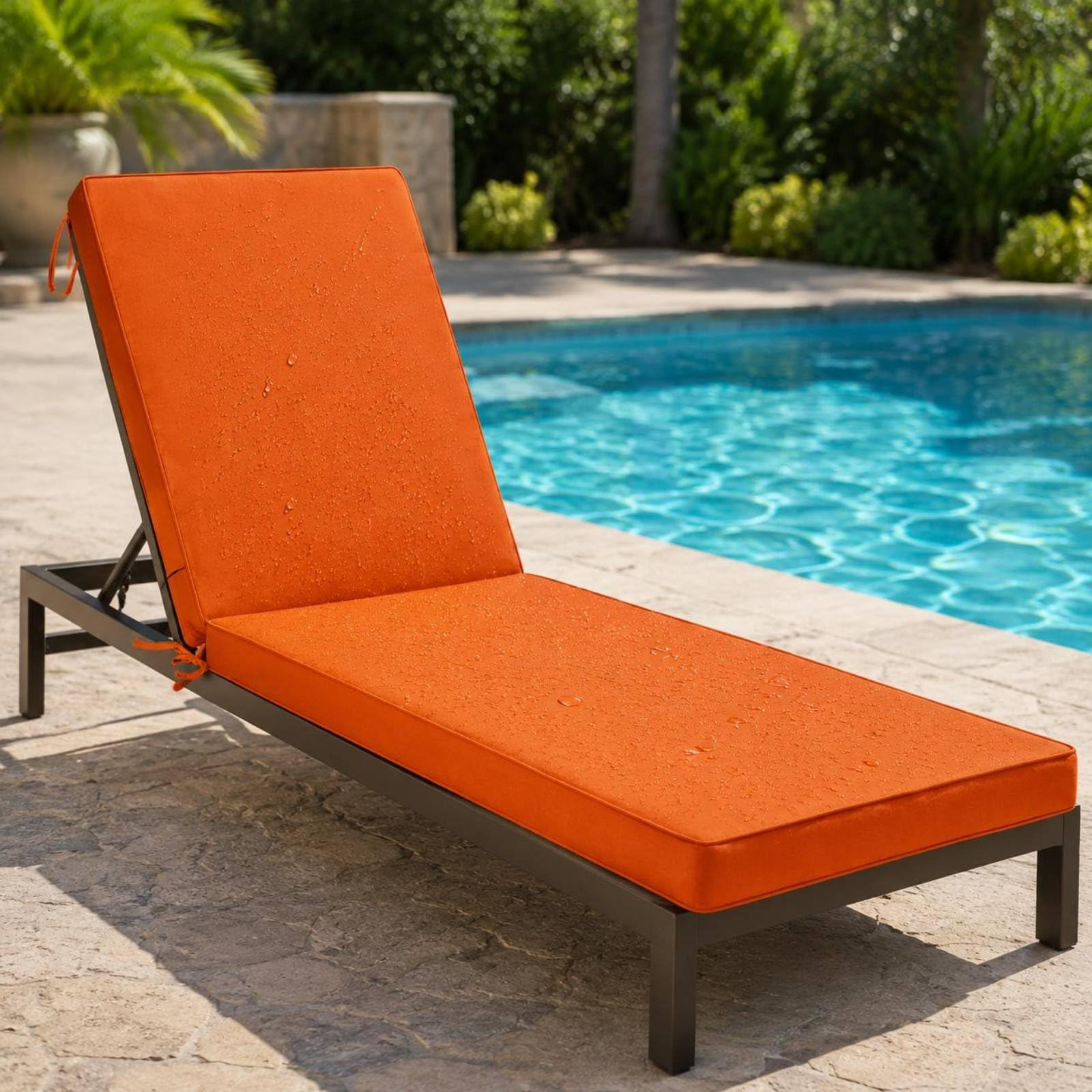 Cuscino Lettino Prendisole Esterno Poltrona Imbottita Schienale Pieghevole Impermeabile in Tessuto Oxford E Spugna Adatto per Giardino Balcone Piscina Relax Esterno, Nero, 183 54 8cm