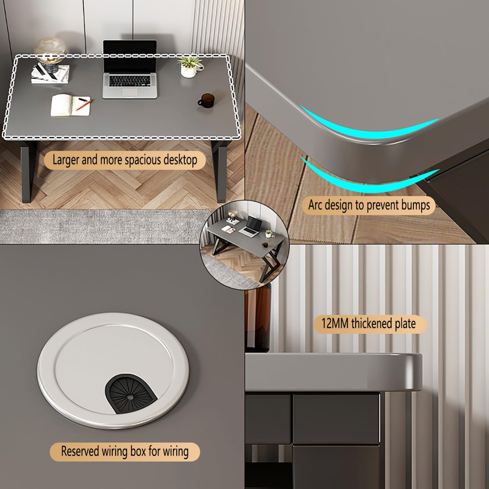 Scrivania moderna per computer, postazione di lavoro per PC, scrivania da gioco versatile per piccoli spazi, design ad angolo, compatta, 140 x 75 x 60 cm, ideale per casa, ufficio e configurazione di