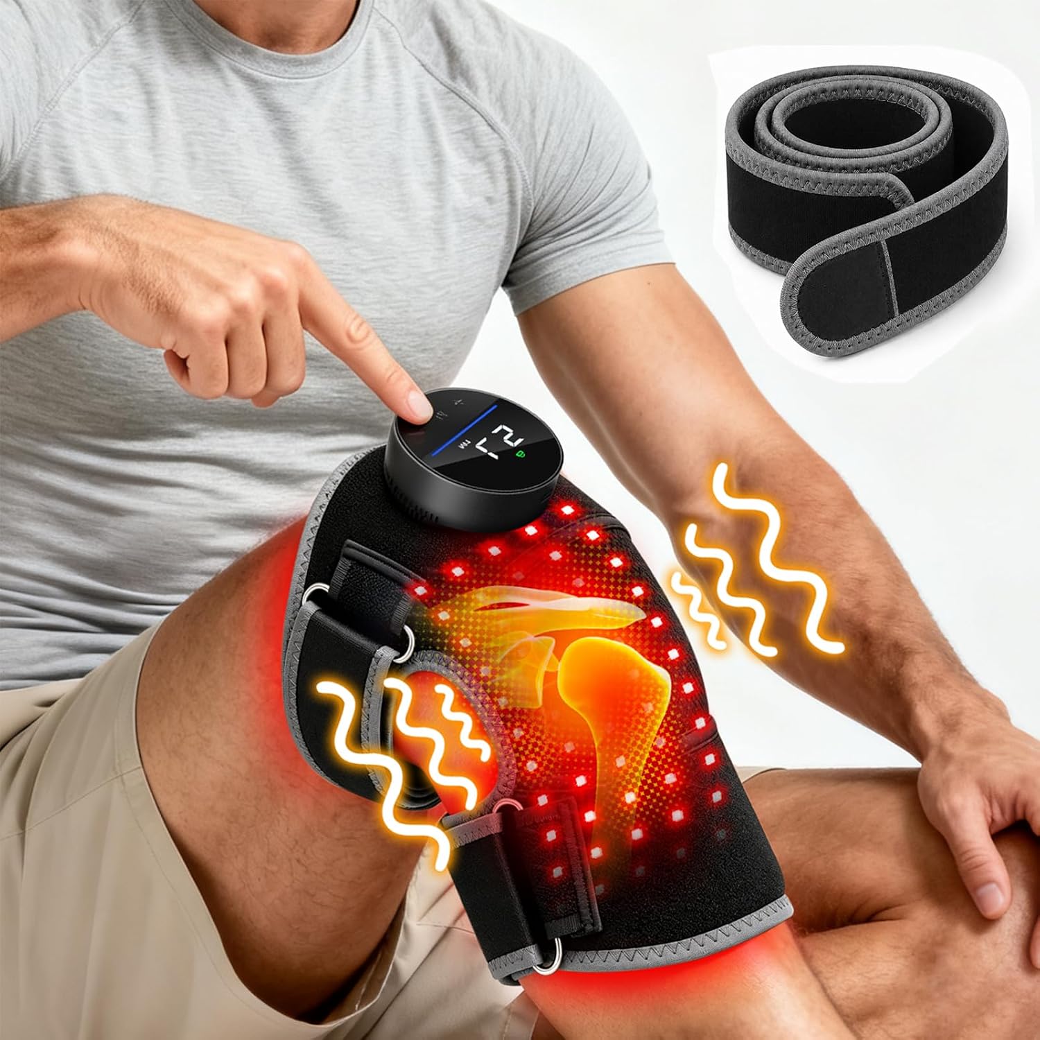 3-in-1 Red Light Therapy Knee Massager with Heat & Vibration