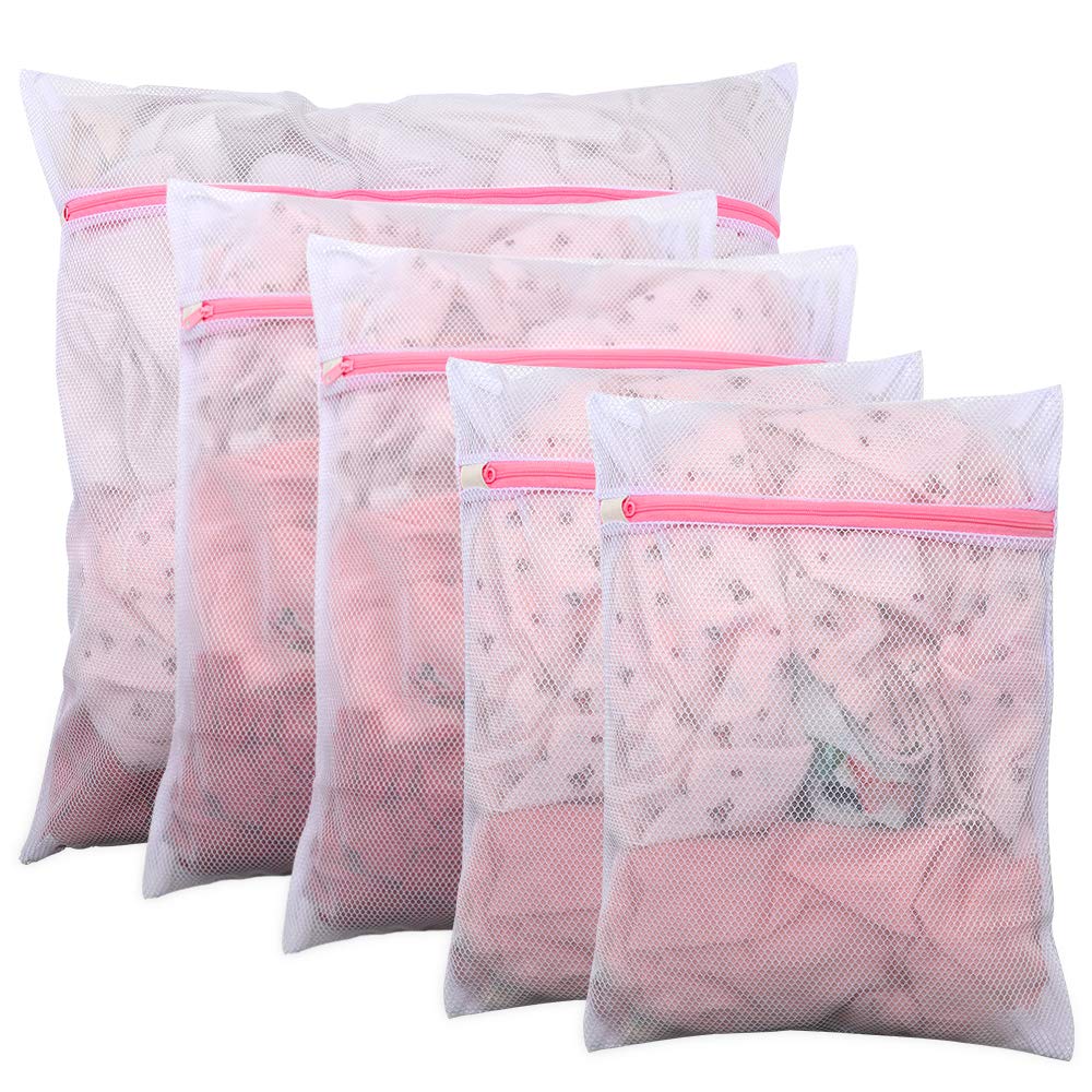 LEARJA Mesh Laundry Bag with Zipper, Washing Machine Bag for Delicates, Lingerie, Blouse, Bra, Hosiery, Stocking, Underwear, Travel Storage Organize Bags(5 Set)