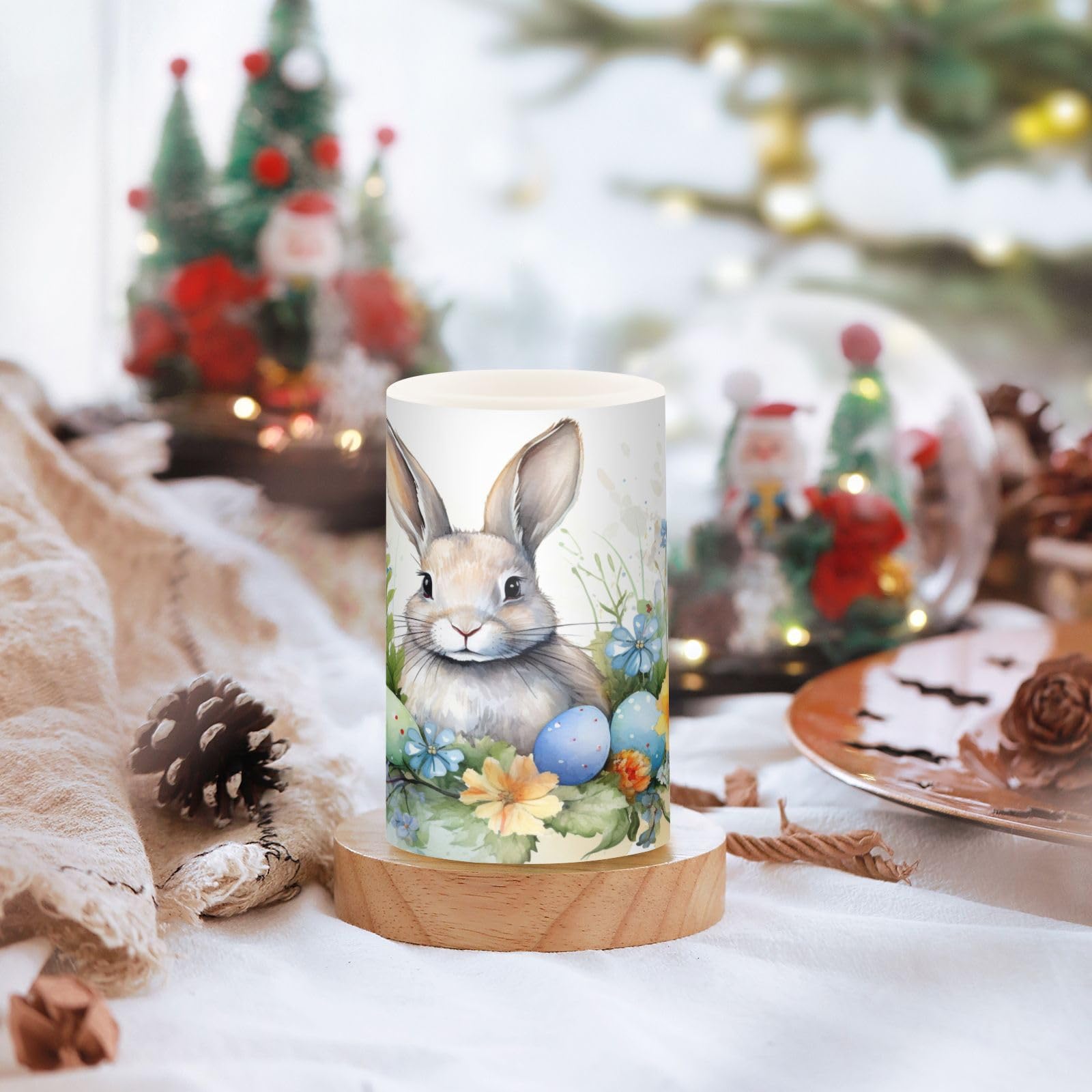 Mnsruu Flickering Flameless LED Candles with Remote Timer - Set of 2 Battery Operated Winter Home Decoration — view 139