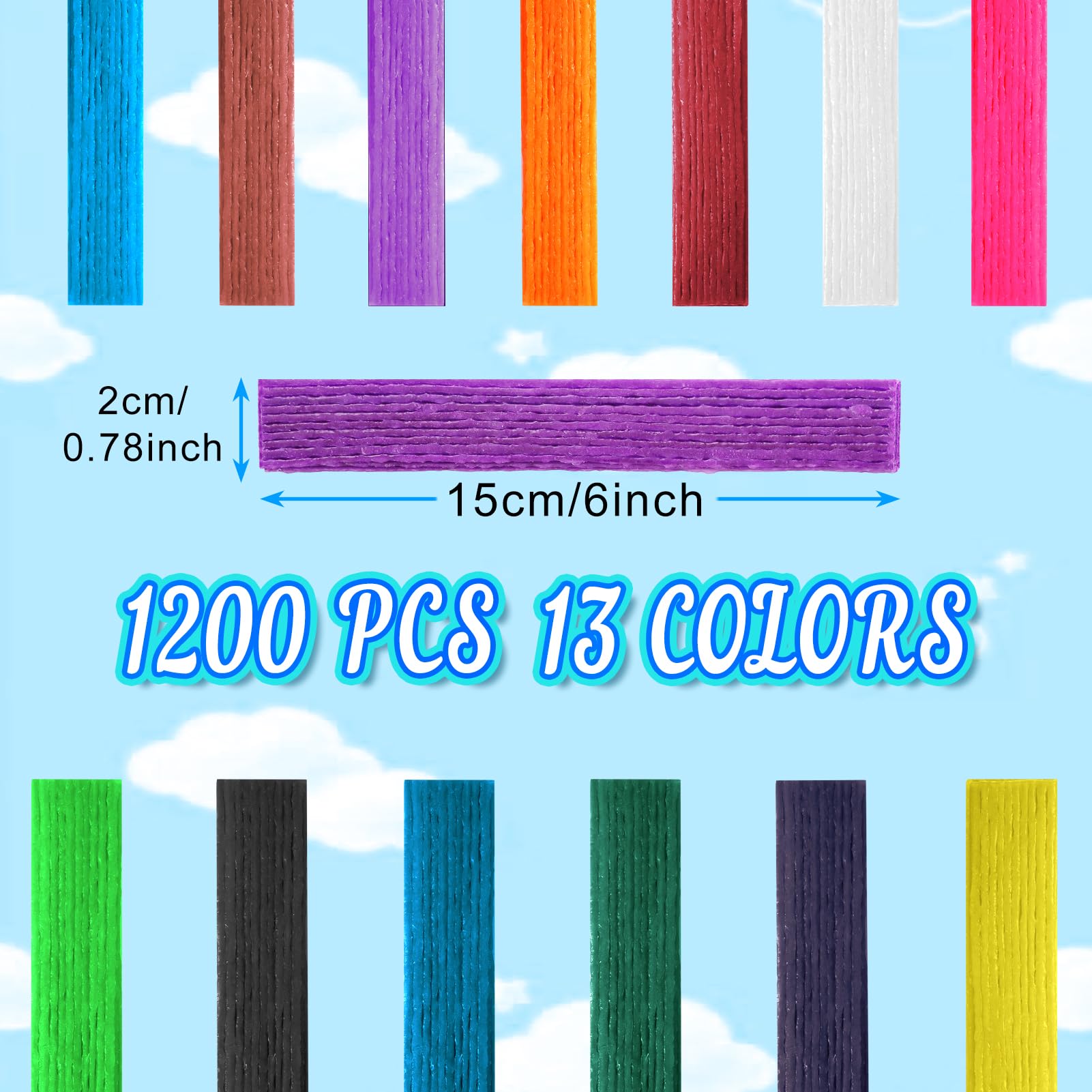 Enjamyo 1200 Pcs Wax Craft Sticks,Bendable Sticky Wax Yarn Sticks in 13 Colors with Plastic Storage Box,Reusable Molding Sculpting Sticks for DIY School Project Art Supplies