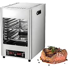 1700W Electric Steak Grill Indoor, Stainless Steel Countertop Oven, Maximum Temperature 800 , 30min Timer, Touch Screen, for Barbecue Western Restaurant Snack Stall Home Silver-3Layer