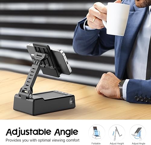 Miniatura 4 de JTEMAN Regalos para hombres y mujeres, soporte ajustable para teléfono celular con altavoz Bluetooth y función de carga, genial idea de regalo para