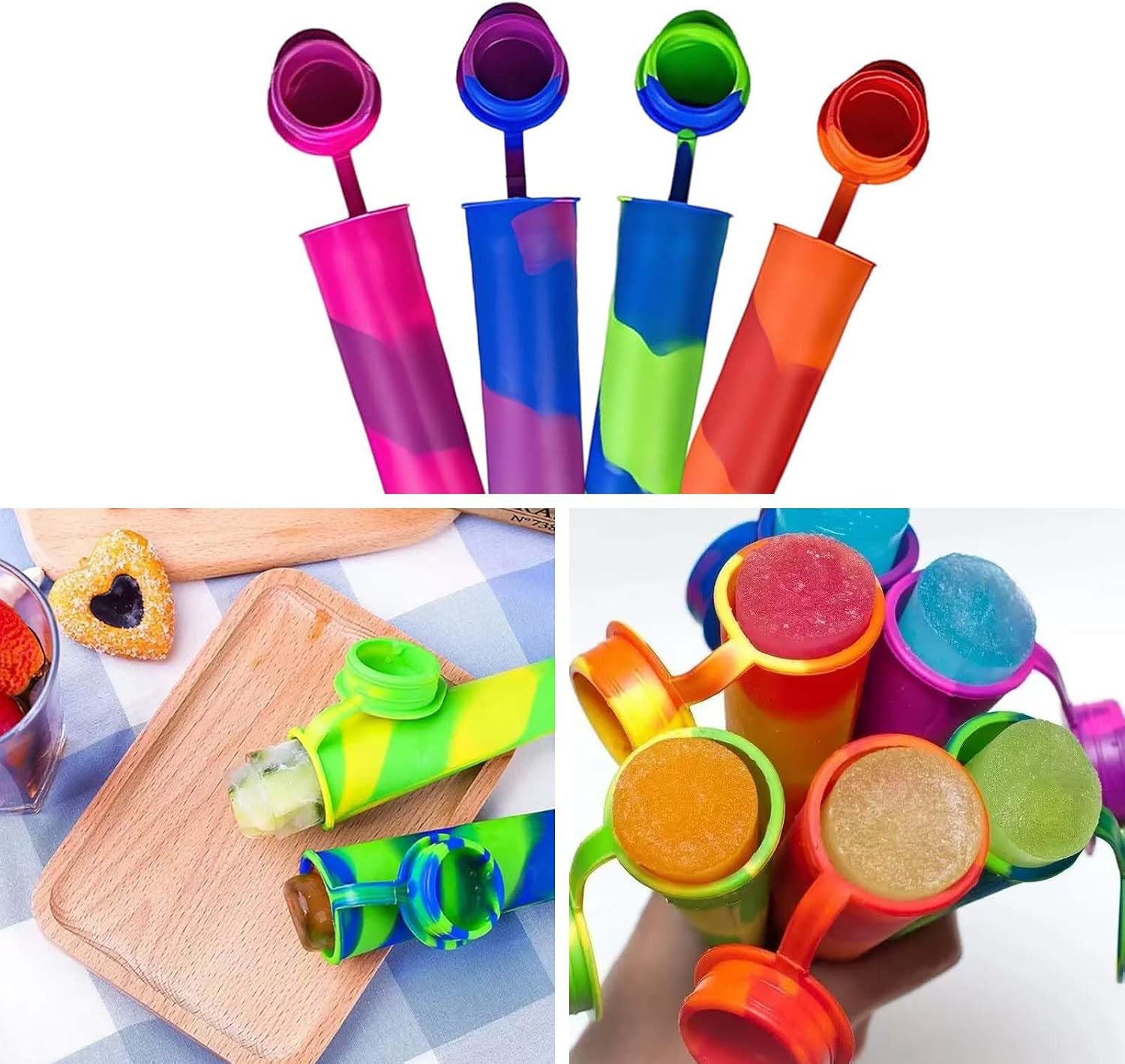 Silicone Popsicle Molds, 6 Pcs Reusable Ice Pop Tubes with Lids — Divguf