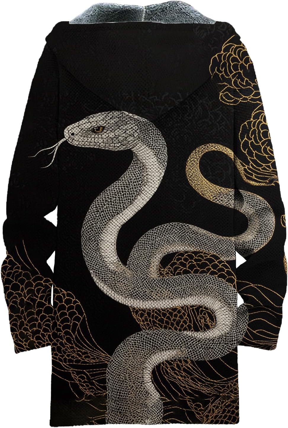 MARSVOVO Long Hooded Cardigan Men Lined Fleece Fashion Graphic Coat Fall And Winter Loose Casual Warm Hooded Jacket - Image 2