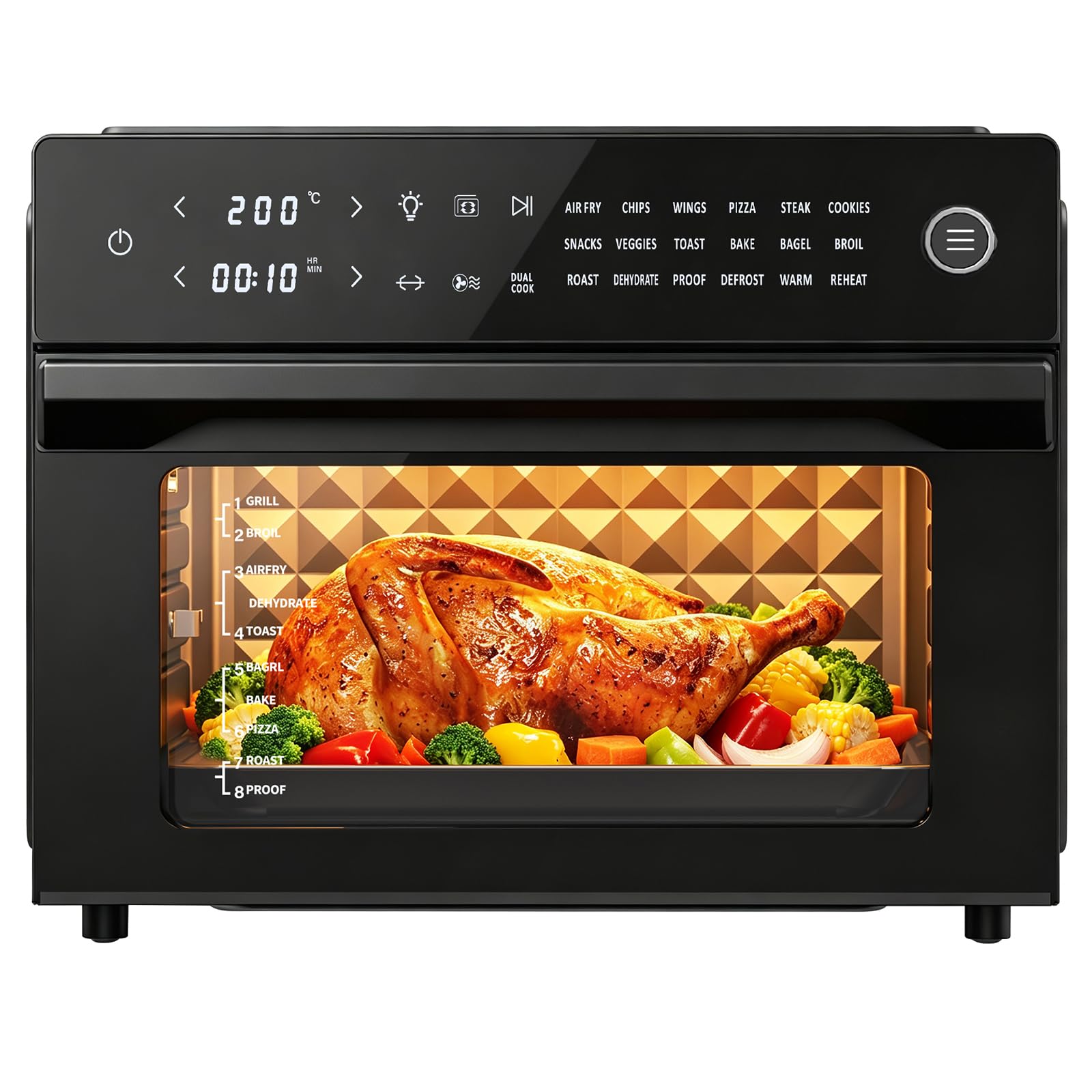 Air Fryer Toaster Oven Combo, 18-in-1 Countertop Convection, 32QT Extra Large Air Fryer with 360° Rotisserie & 4-Layer Cooking, Full Accessories