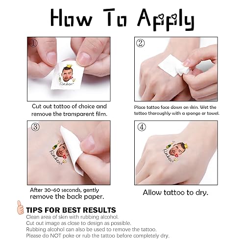 Miniatura 3 de Tatuajes temporales personalizados con foto, suministros de despedida de soltera, tatuajes personalizados cara de novios, tatuajes temporales falsos