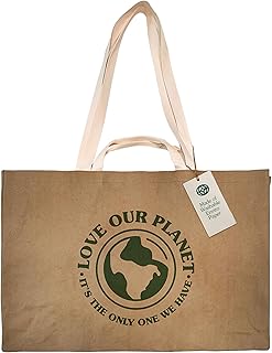 Reusable Grocery Bag – Large Sustainable Washable Paper Tote with Rein...